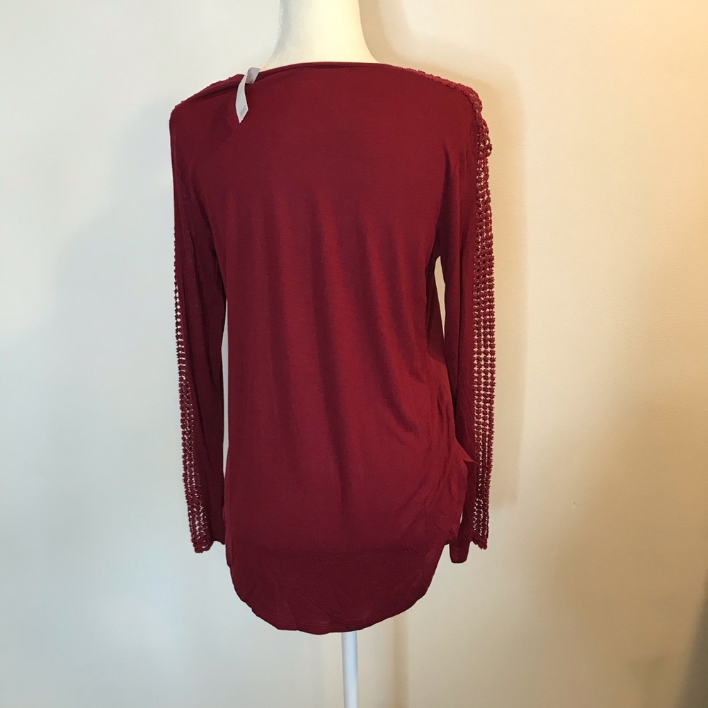 NEW Ann Taylor LOFT Red Long Sleeve Shirt Knit S - Picture 4 of 6